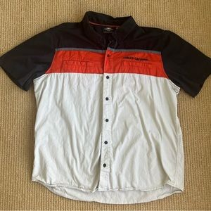 Harley-Davidson Men's Performance Vented Colorblock Shirt Orange Black SZ 2XL